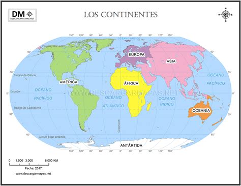 mapa con todos los continentes.